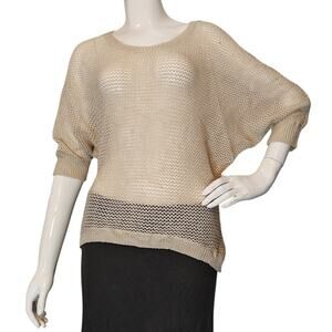 Q 1982 Cream Open Knit Dolman Sleeve Sweater Size Large